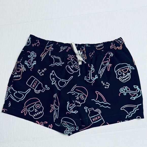 Chubbies Swim Shorts‎ Trunks Size Large Neon Lights Pirate Anchor Shark Lined 3" - Picture 1 of 6